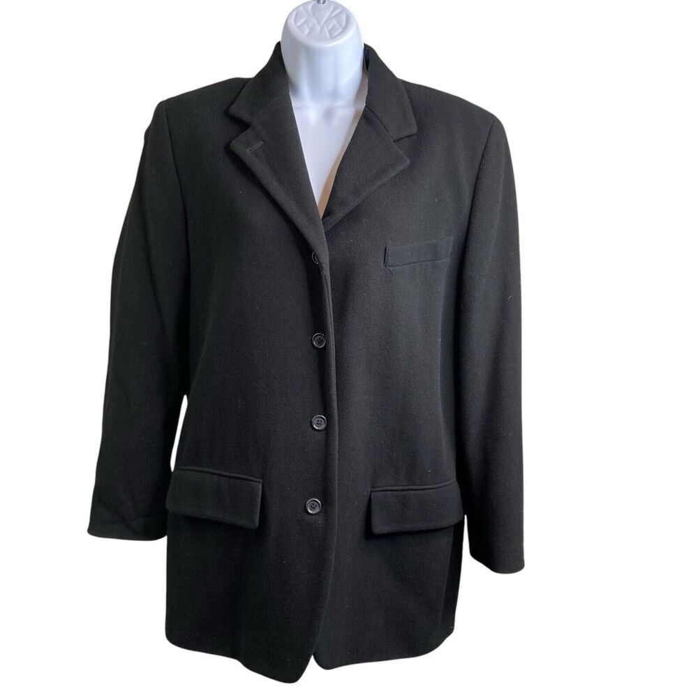 Calvin Klein Women’s Black Wool Blend Coat Size 4 Minimalist Old Money Career